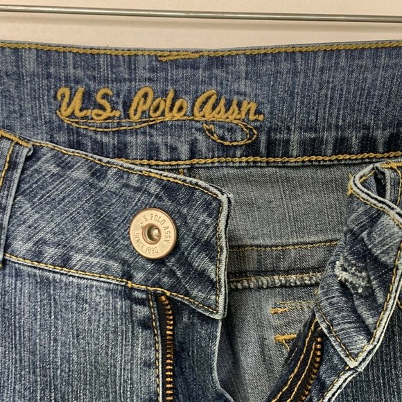 U S Polo Assn Women Jeans University Blue Size 11/12 Mid Rise Boot Cut Pockets - Picture 6 of 8